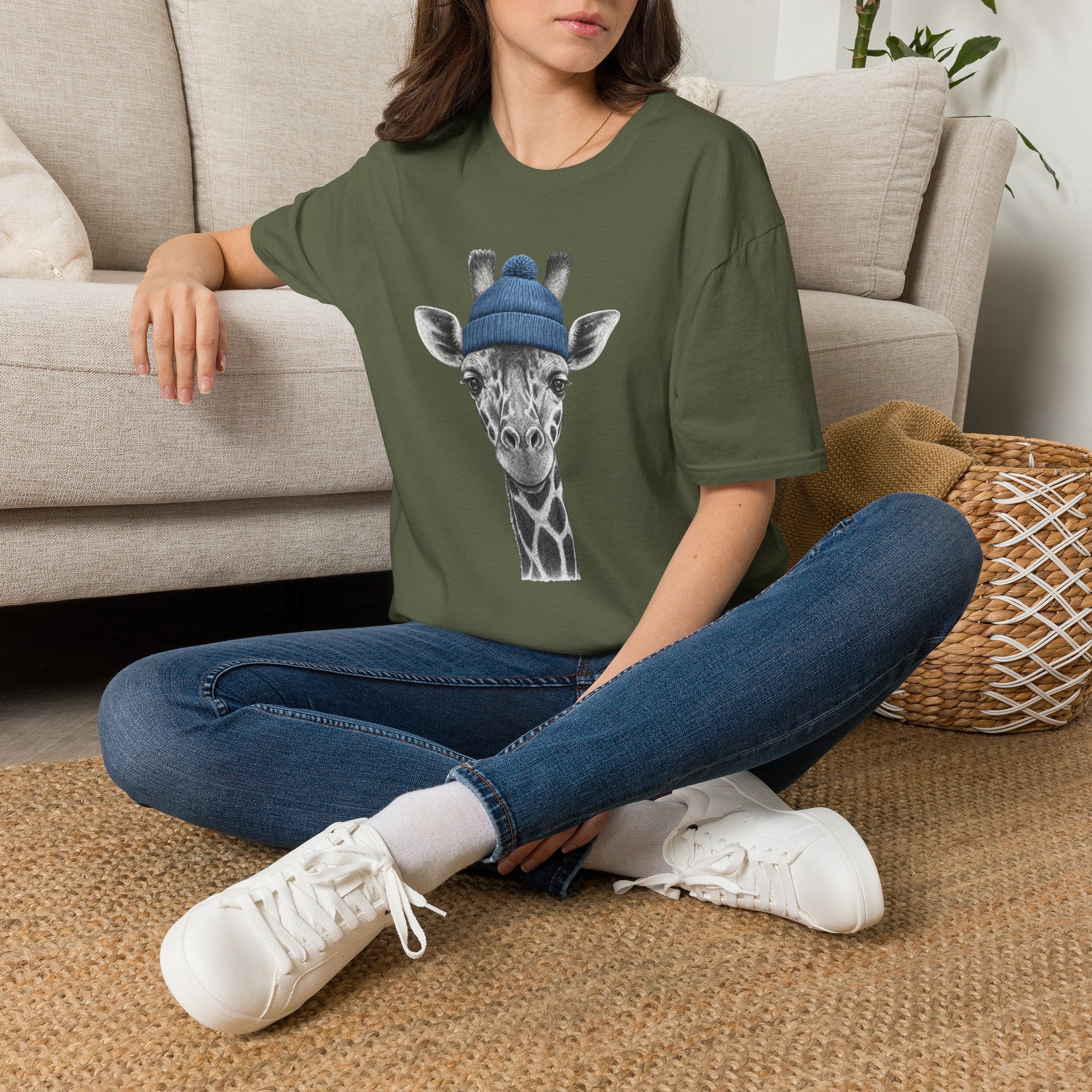 Giraffe Beanie T-Shirt