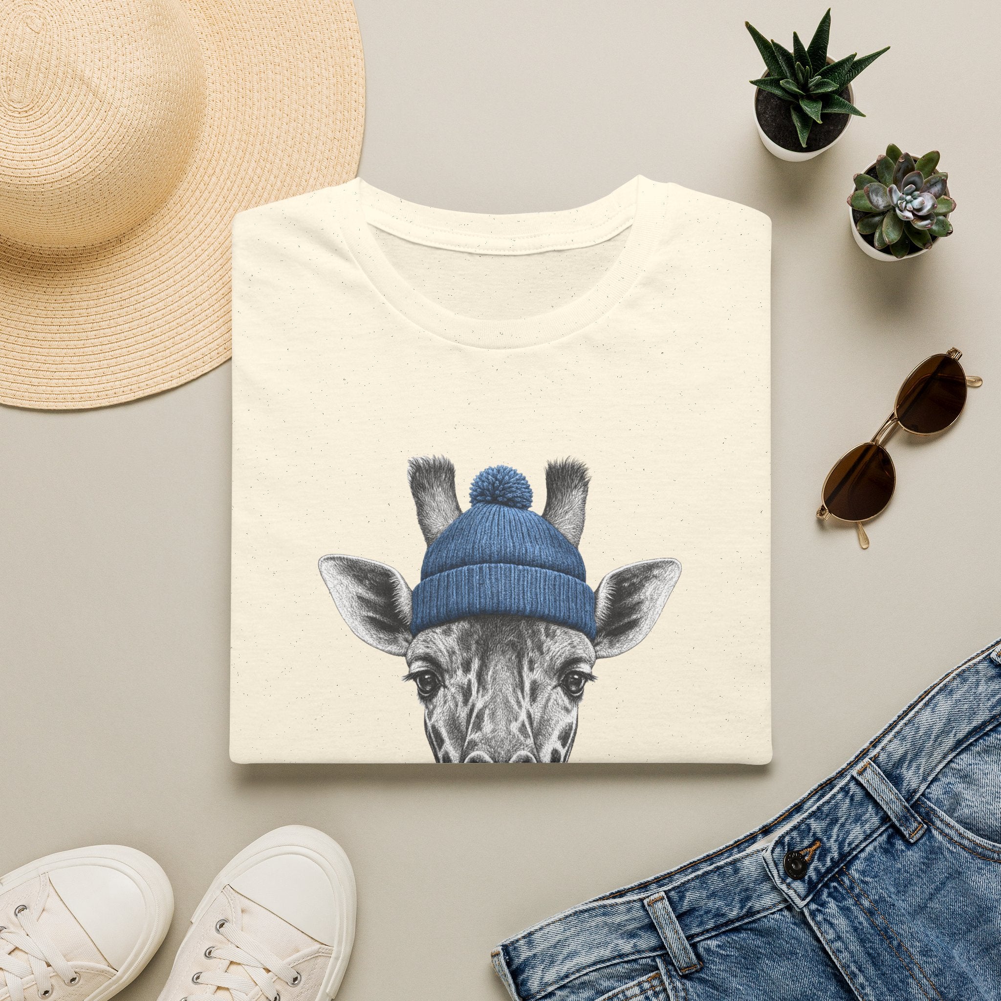 Giraffe Beanie T-Shirt