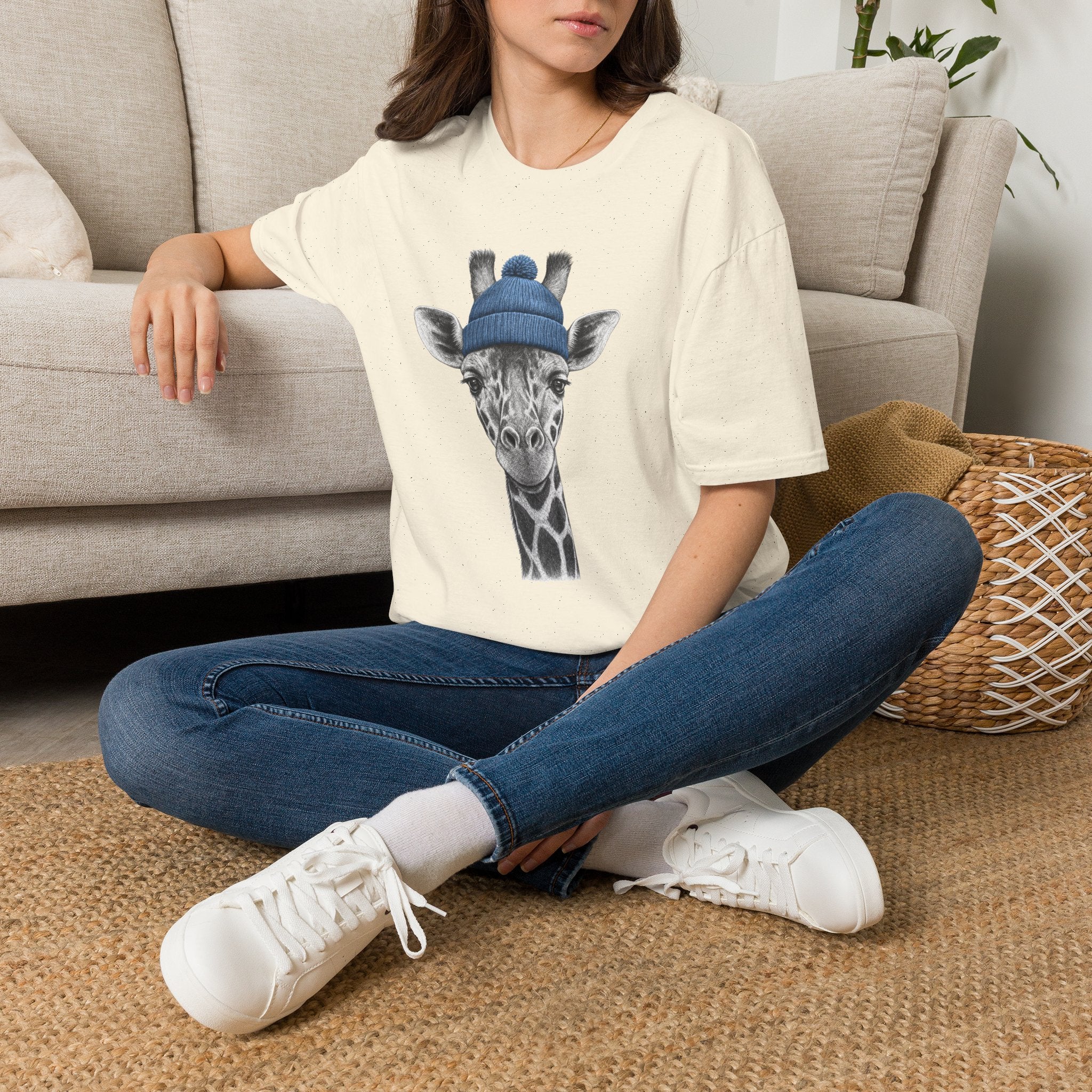 Giraffe Beanie T-Shirt