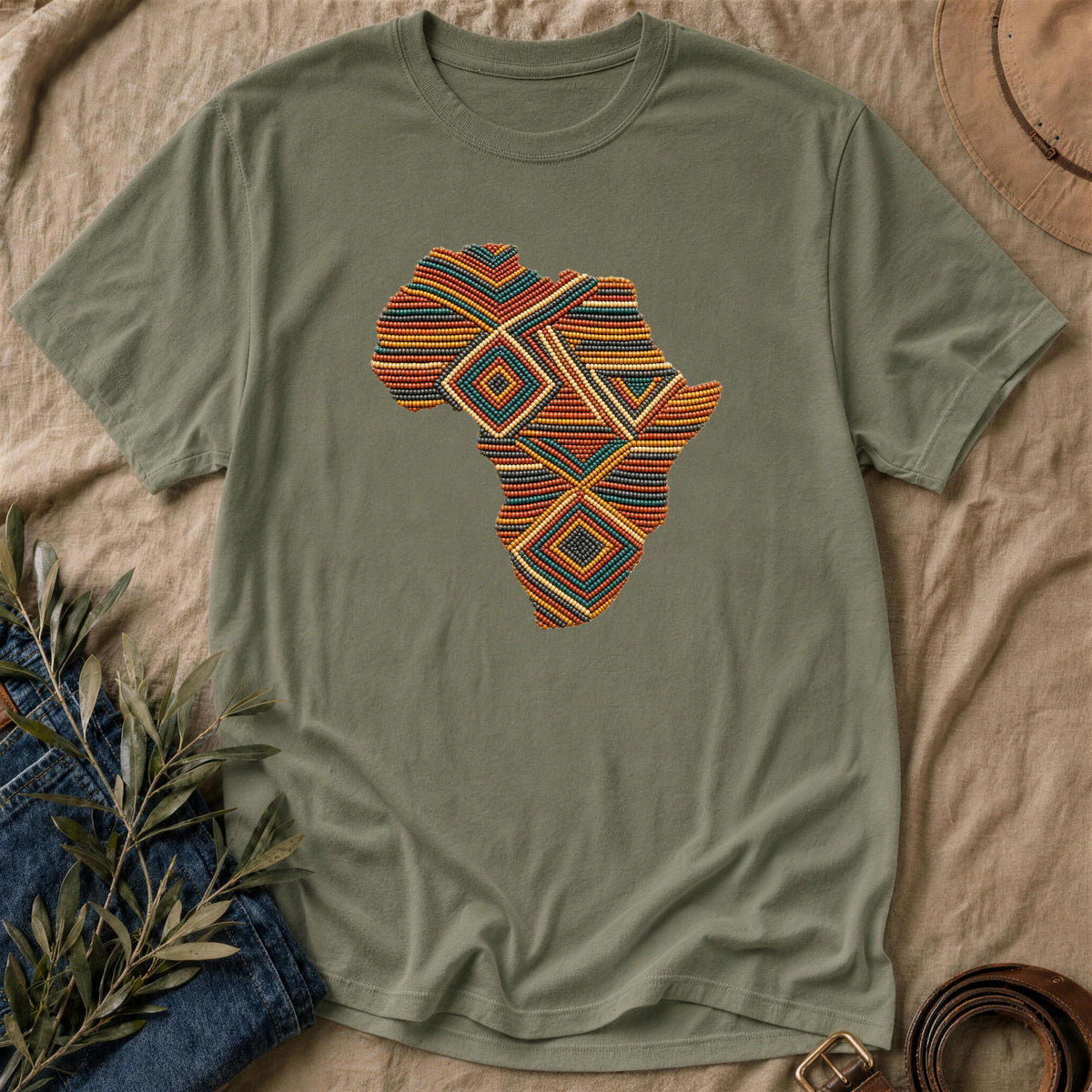 Beaded Africa - Military Green