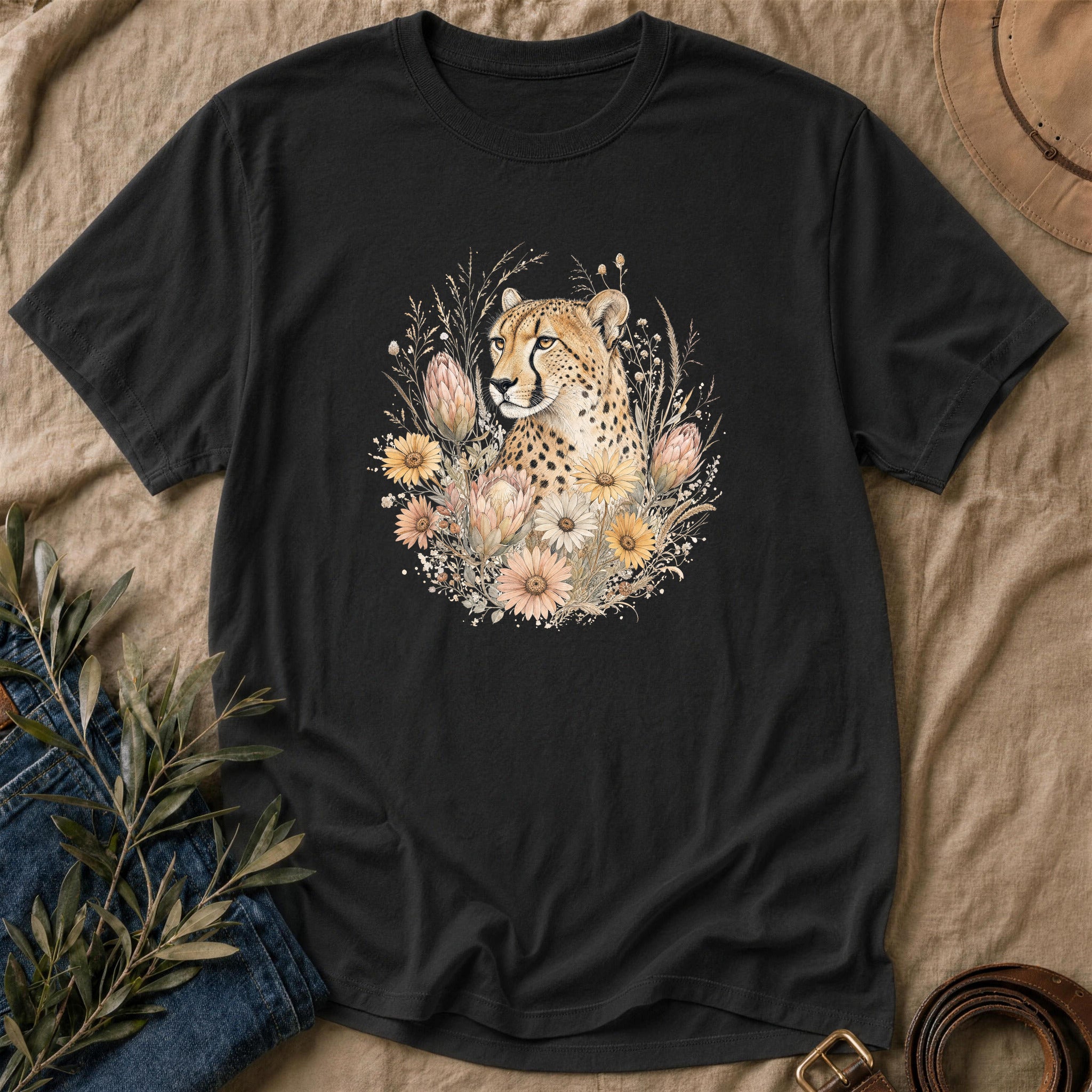 Floral Cheetah - Black