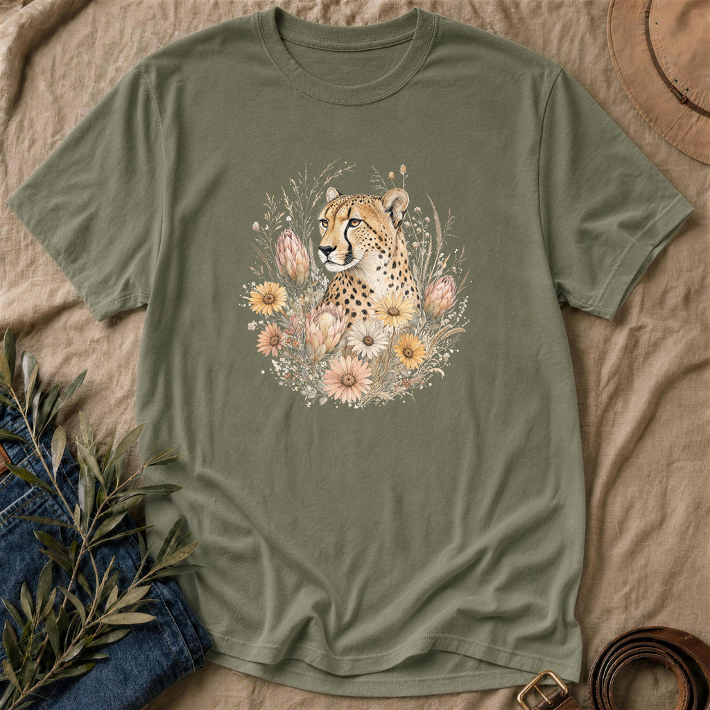 Floral Cheetah - Military Green