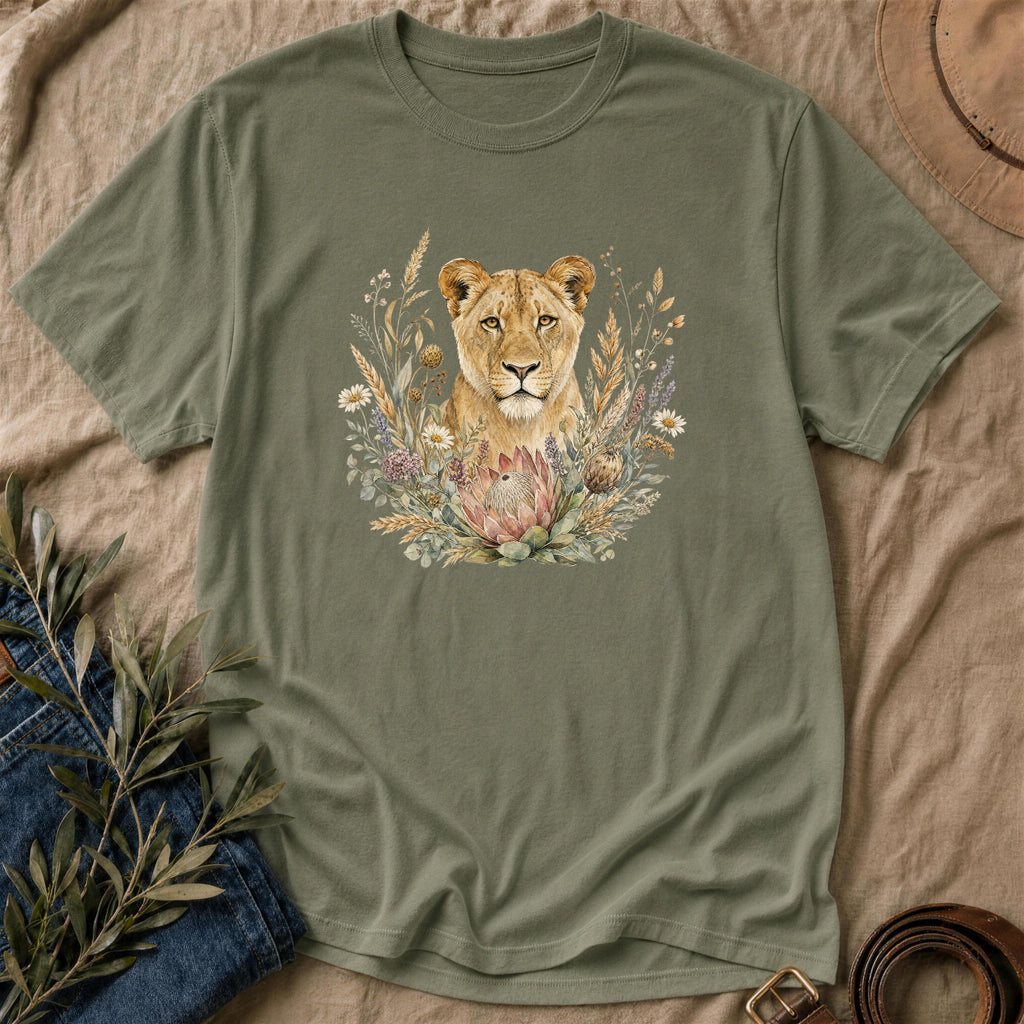 Floral Lioness - Military Green