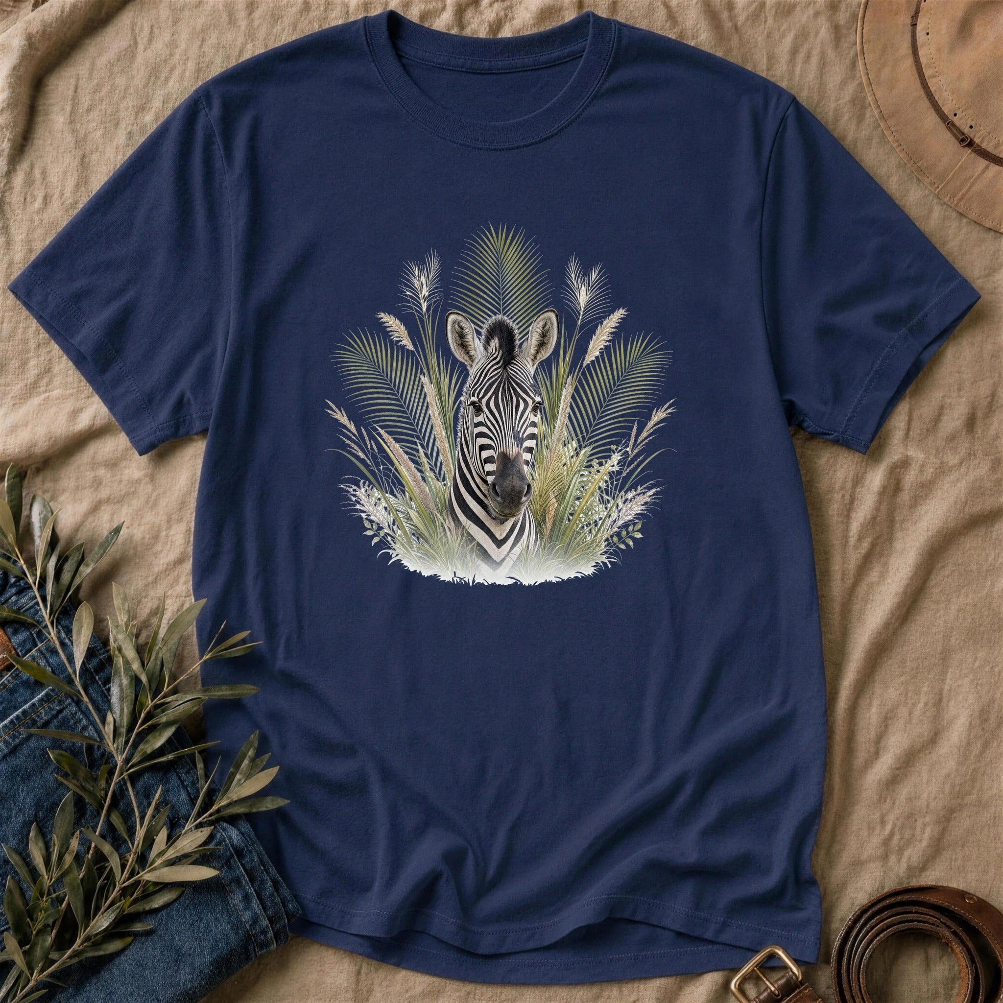 Palm Zebra - Navy